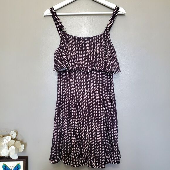 Free People Mini Dress Womens Size 4 Paper Flower Printed Ruffle Fit and Flare - Picture 2 of 10